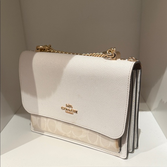 Coach Handbags - Coach Cream Crossbody Bag with Gold Accents